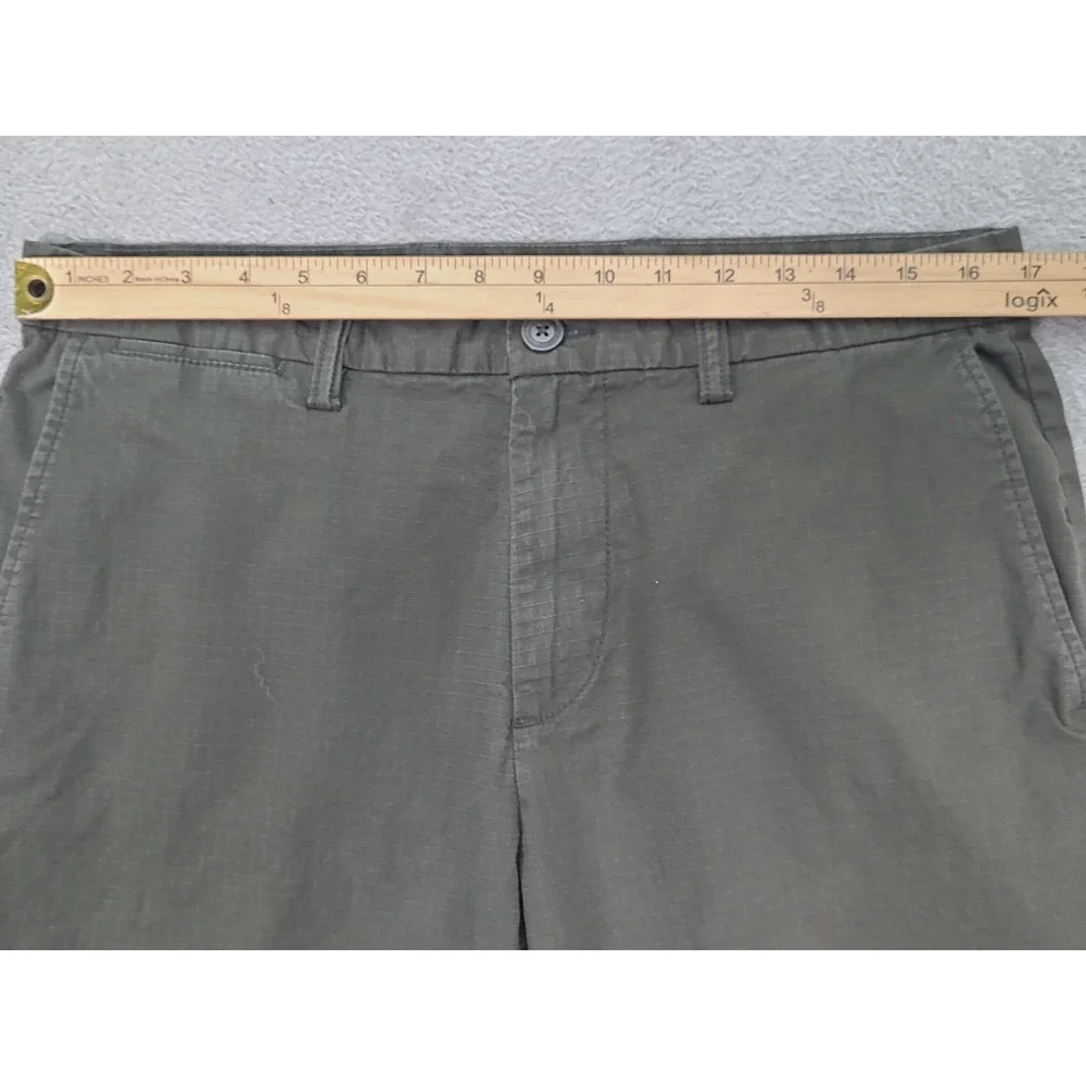 Old Navy Ultimate Slim Chino Pants Mens 34x34 Olive Green Grid Ripstop Trousers